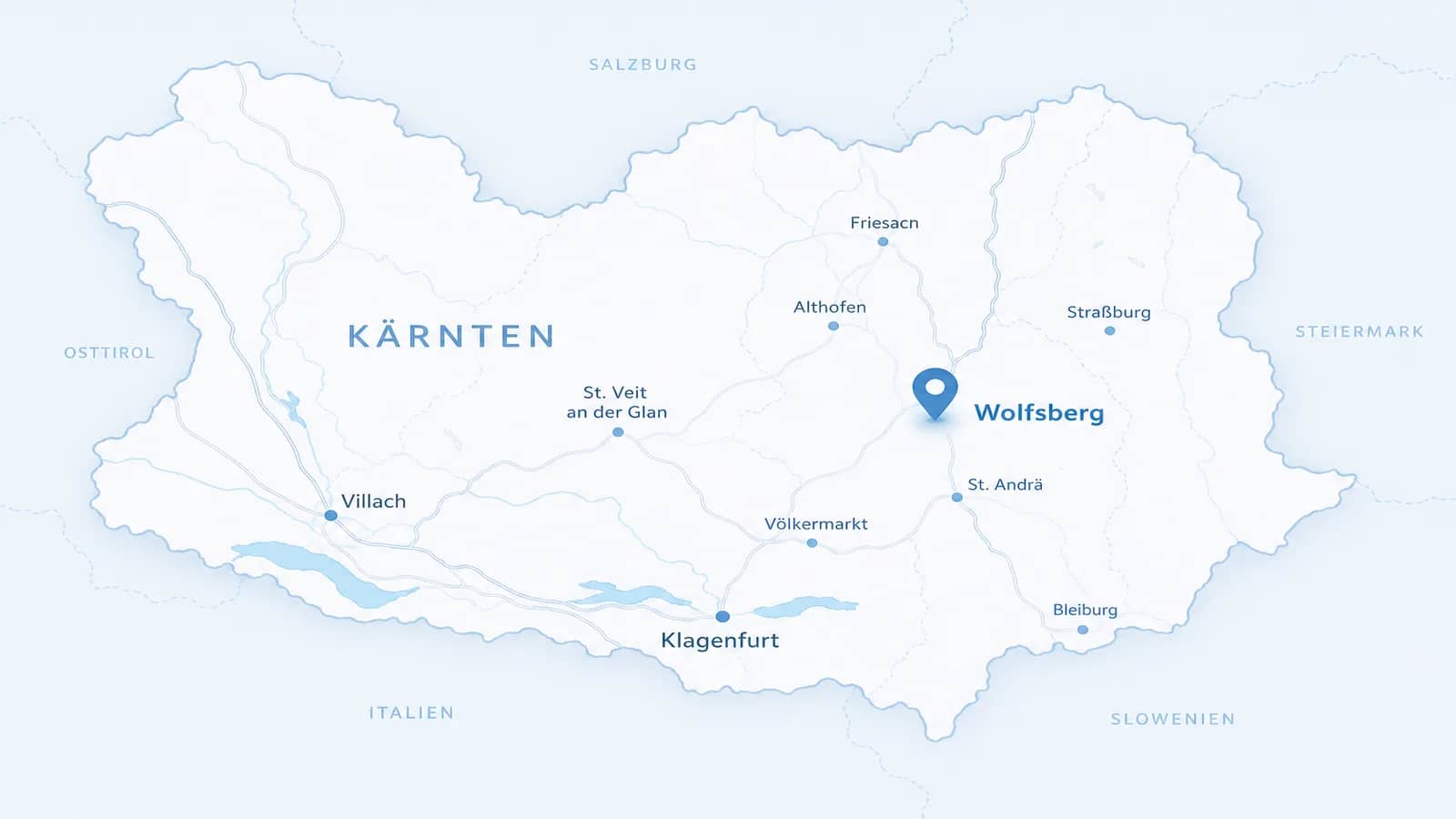 Karte von Kärnten mit Sitz in Wolfsberg